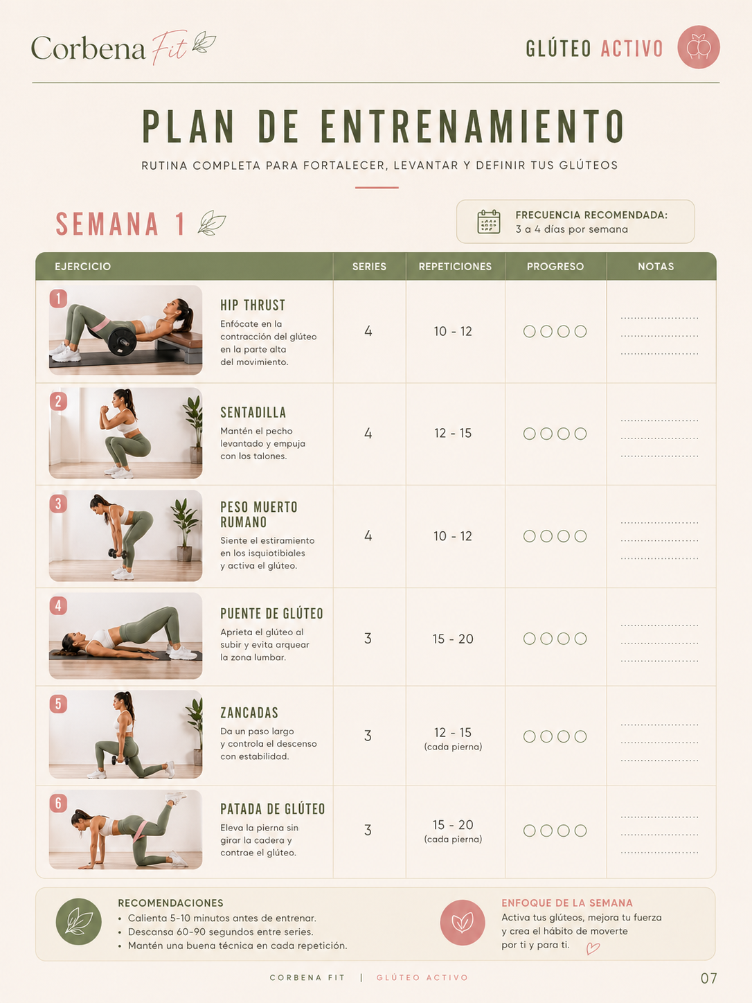 Glúteo Activo 4 Semanas + Recetario de Regalo